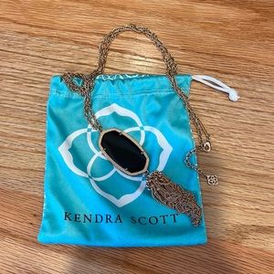 Kendra Scott Rayne Tassel Necklace - Black and Rose Gold